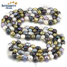 AA 10mm Mixed Color Freshwater Baroque Necklace Costume Pearl Necklace Jewelry